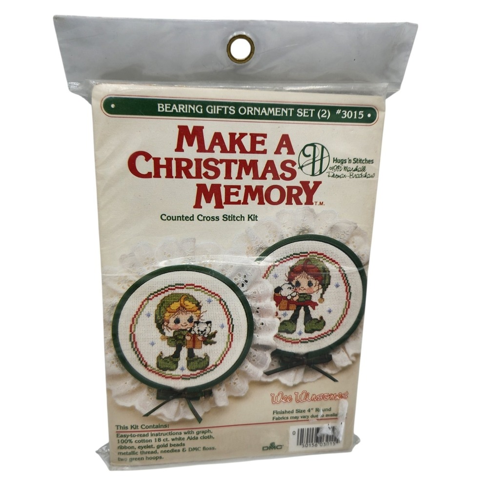 DMC 1984 Make A Christmas Memory Counted Cross Stitch Kit Ornament Set #3015 NEW